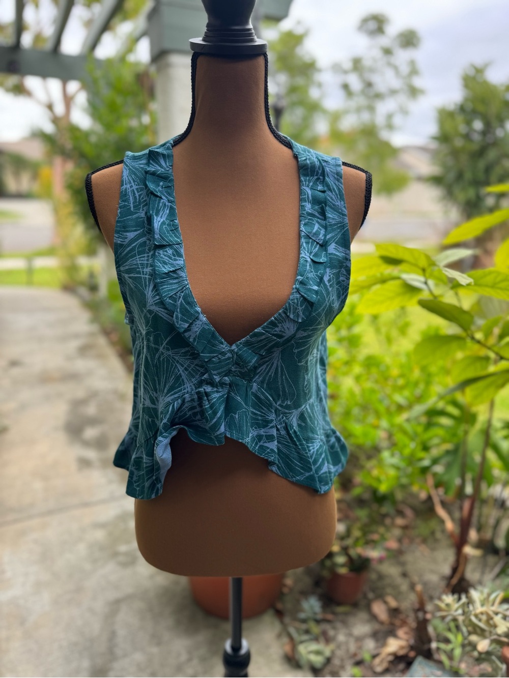 O'Neill Teal V-Neck Ruffle Camisole